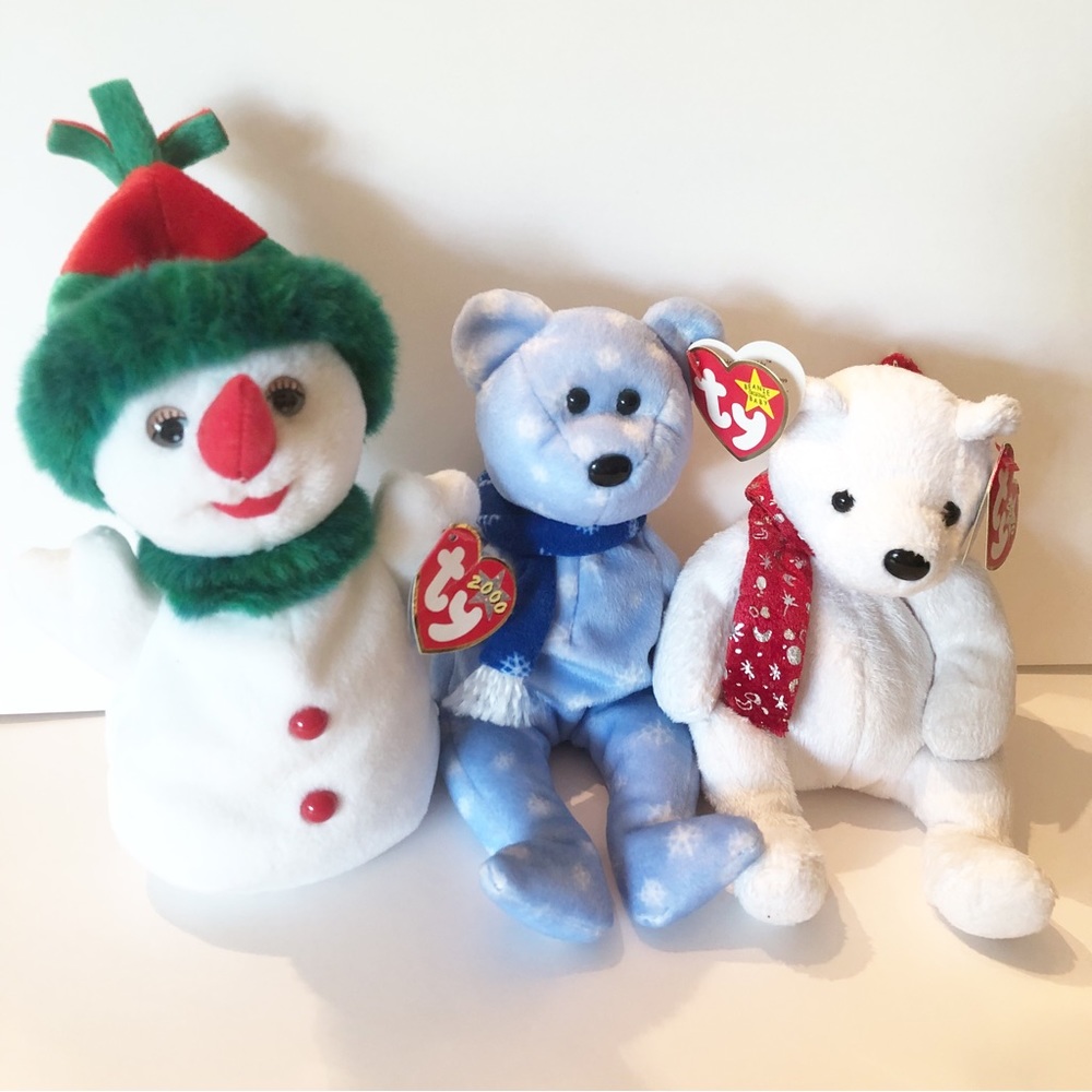 How Cute Are These Three?!!! Bundle of Three Holiday Winter Beanie Babies